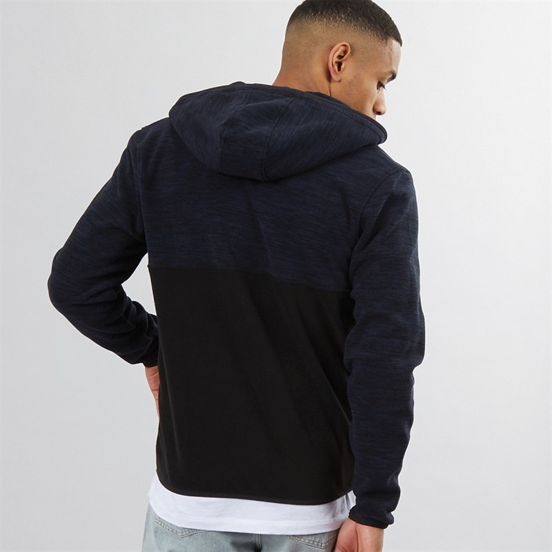 Brave Soul Mens Ingleton Zip Through Hoodie Navy/Black/Jet Black - Image 2