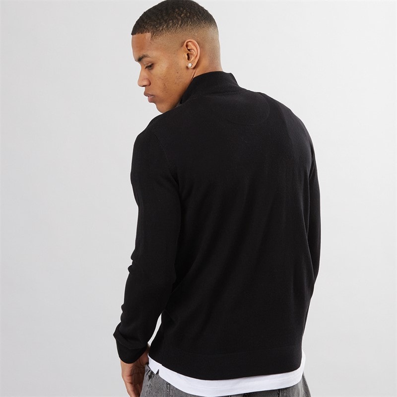 Brave Soul Mens Georgie 1/4 Zip Funnel Neck Sweatshirt Jet Black - Image 2