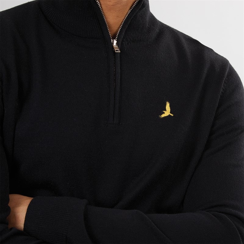 Brave Soul Mens Georgie 1/4 Zip Funnel Neck Sweatshirt Jet Black - Image 3