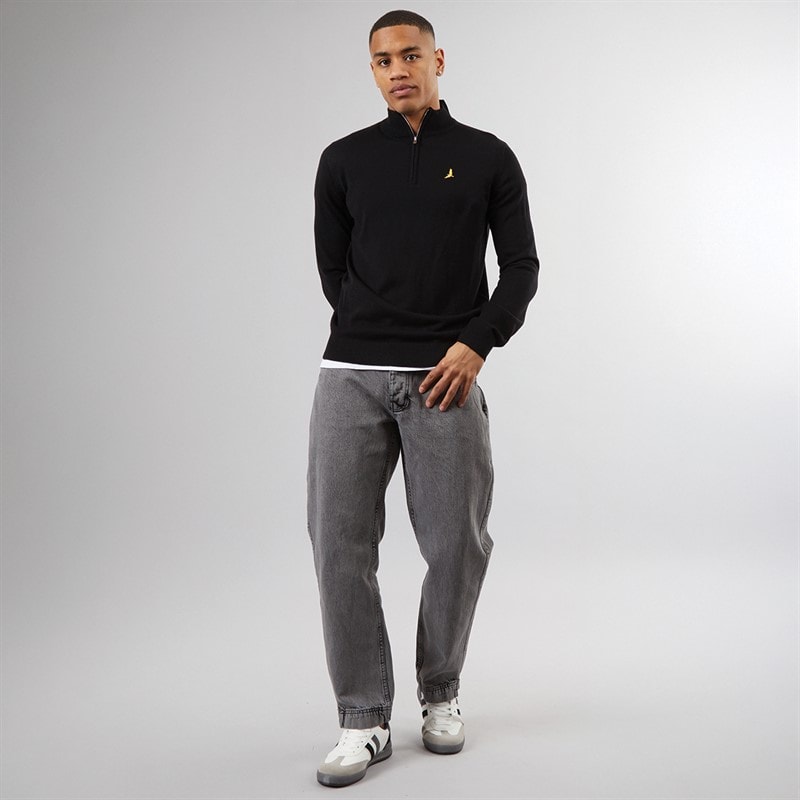 Brave Soul Mens Georgie 1/4 Zip Funnel Neck Sweatshirt Jet Black - Image 4