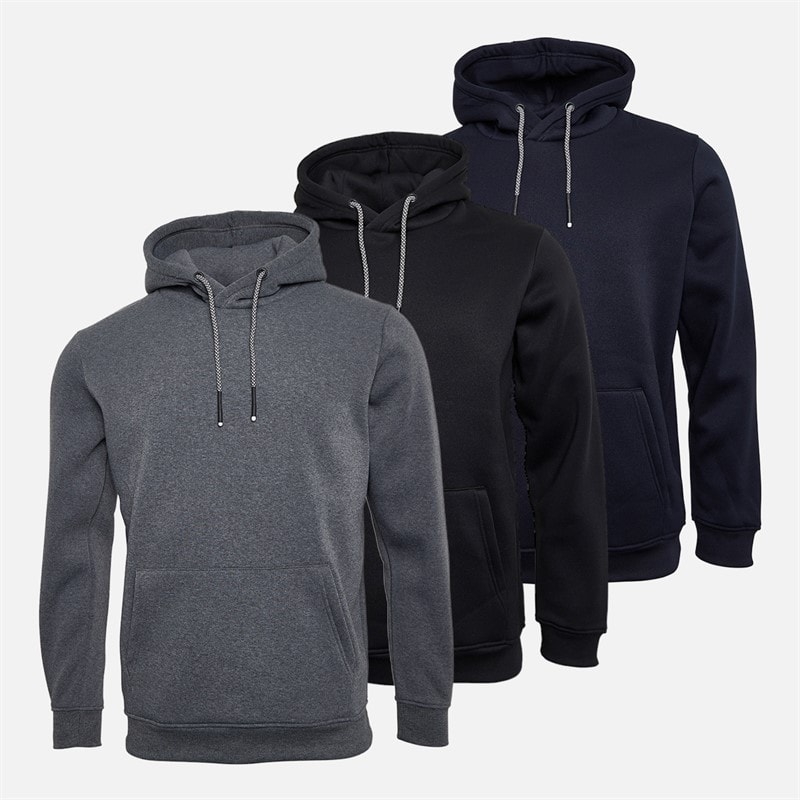 Brave Soul Mens Gaudi Three Pack Hoodies Navy/Jet Black/Charcoal Marl - Image 1