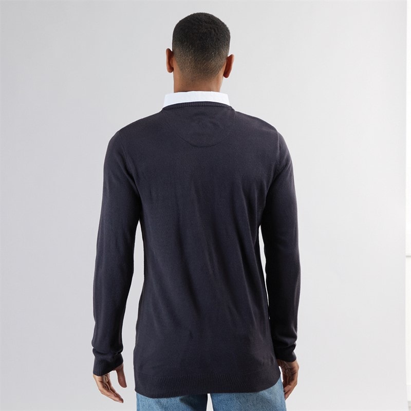 Brave Soul Mens Alvardo V-Neck Jumper Midnight Navy - Image 2
