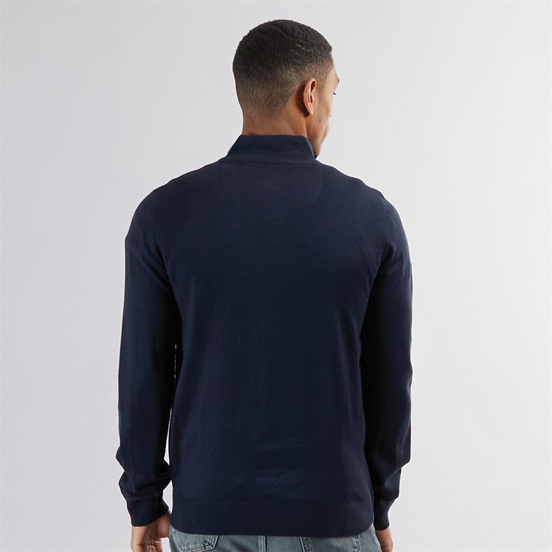 Brave Soul Mens Georgie 1/4 Zip Funnel Neck Sweatshirt Midnight Navy - Image 2