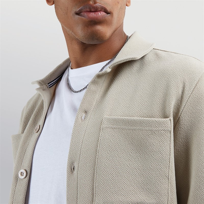 Brave Soul Mens Knight Button Up Long Sleeve Shirt Light Sand - Image 3