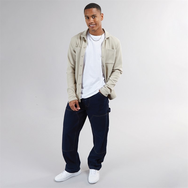 Brave Soul Mens Knight Button Up Long Sleeve Shirt Light Sand - Image 4