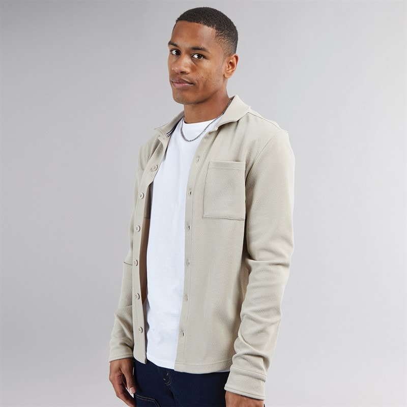 Brave Soul Mens Knight Button Up Long Sleeve Shirt Light Sand - Image 5