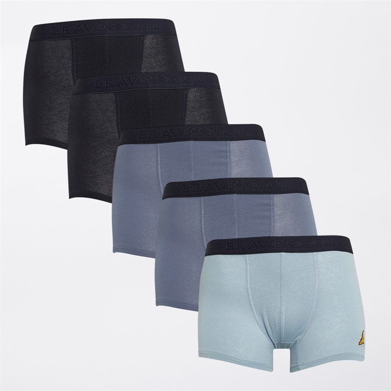 Brave Soul Boys Five Pack Boxers Navy/Blue Steel/Blue - Image 1