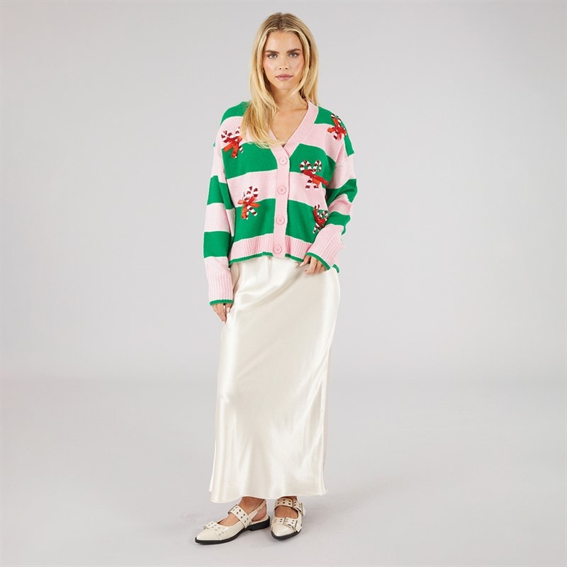 Brave Soul Womens Candy Bow Cardigan Pink/Green - Image 4