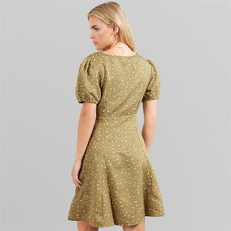 Brave Soul Womens Mary Mini Dress Khaki Floral - Image 2