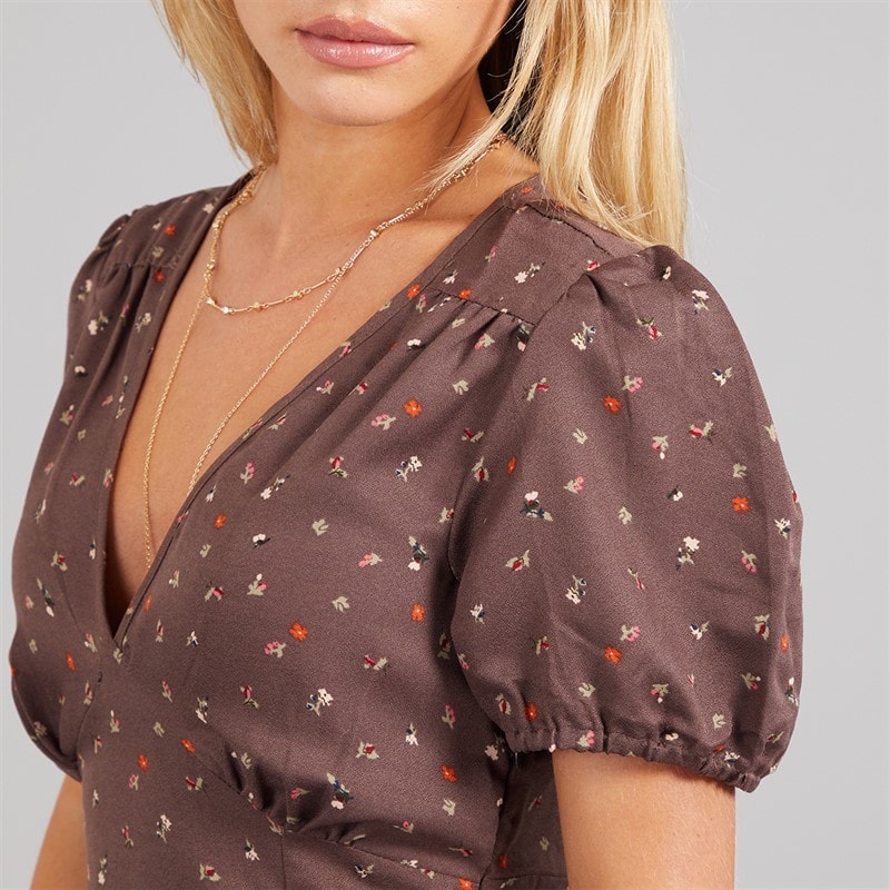 Brave Soul Womens Dancer Mini Dress Brown Floral - Image 3