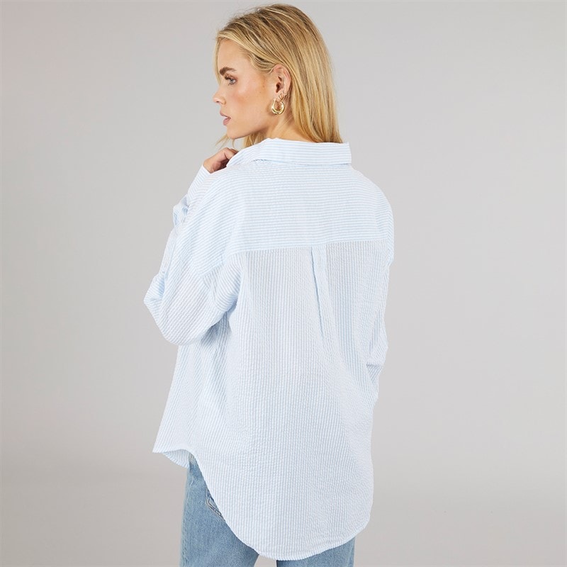 Brave Soul Womens Stripe Shirt Blue/White - Image 2
