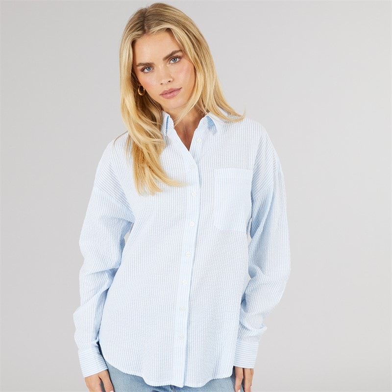 Brave Soul Womens Stripe Shirt Blue/White - Image 3