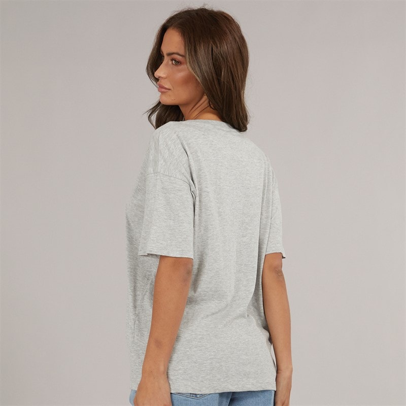 Brave Soul Womens Fleurs T-Shirt Silver Grey Marl - Image 2
