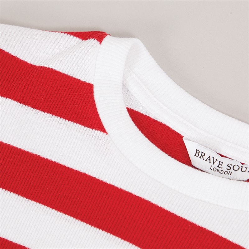 Brave Soul Womens Ade T-Shirt Red/White - Image 3