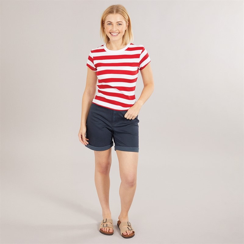 Brave Soul Womens Ade T-Shirt Red/White - Image 4