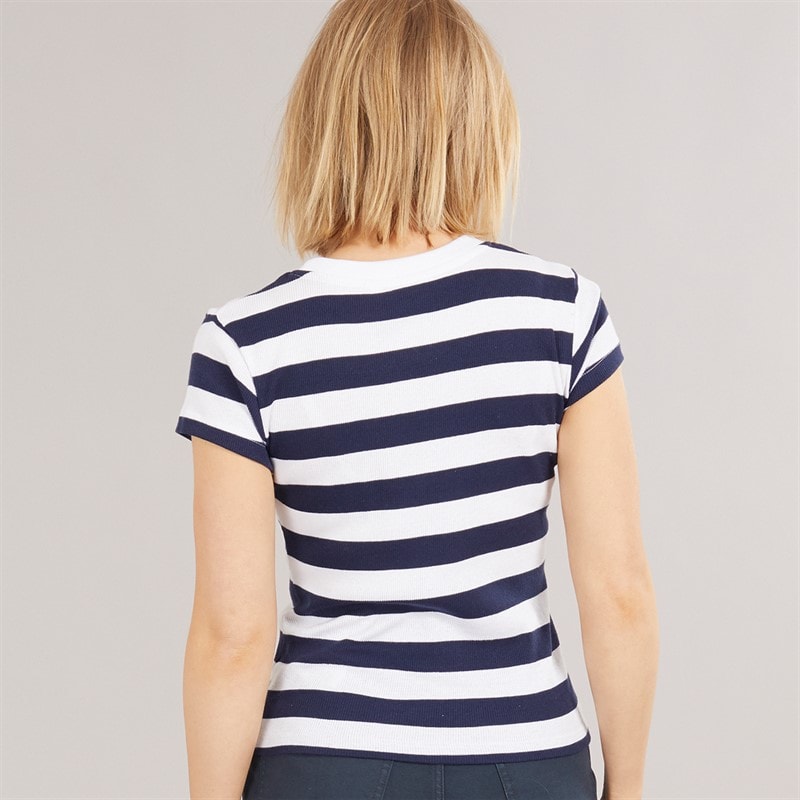 Brave Soul Womens Ade T-Shirt Navy/White - Image 2