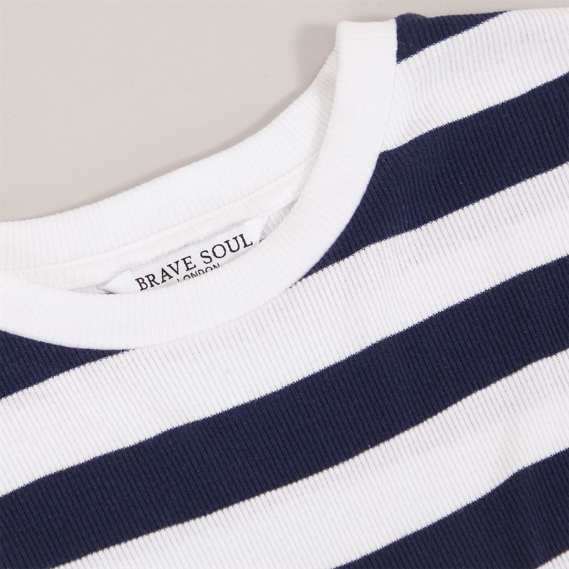 Brave Soul Womens Ade T-Shirt Navy/White - Image 3