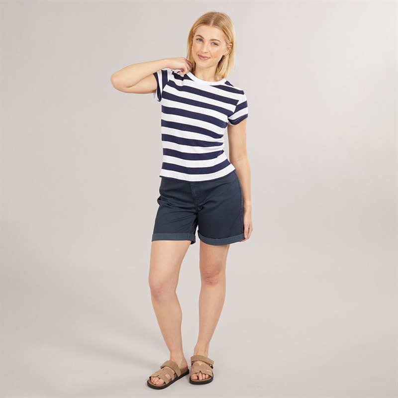 Brave Soul Womens Ade T-Shirt Navy/White - Image 4