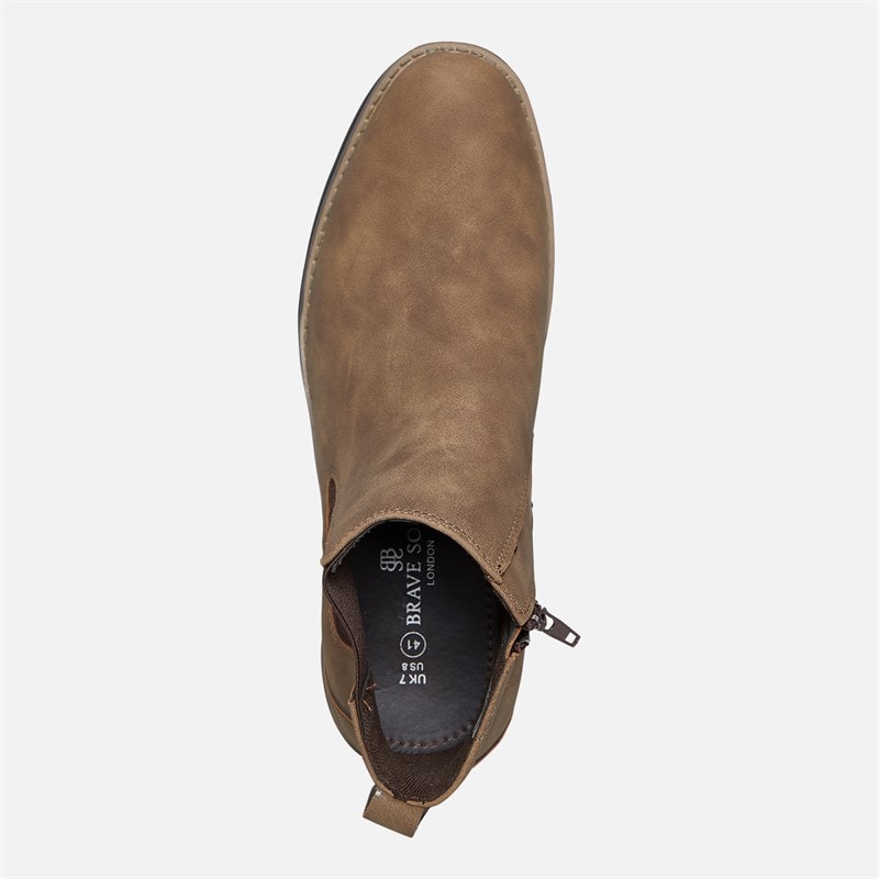 Brave Soul Mens Garret Chelsea Boots Brown - Image 4