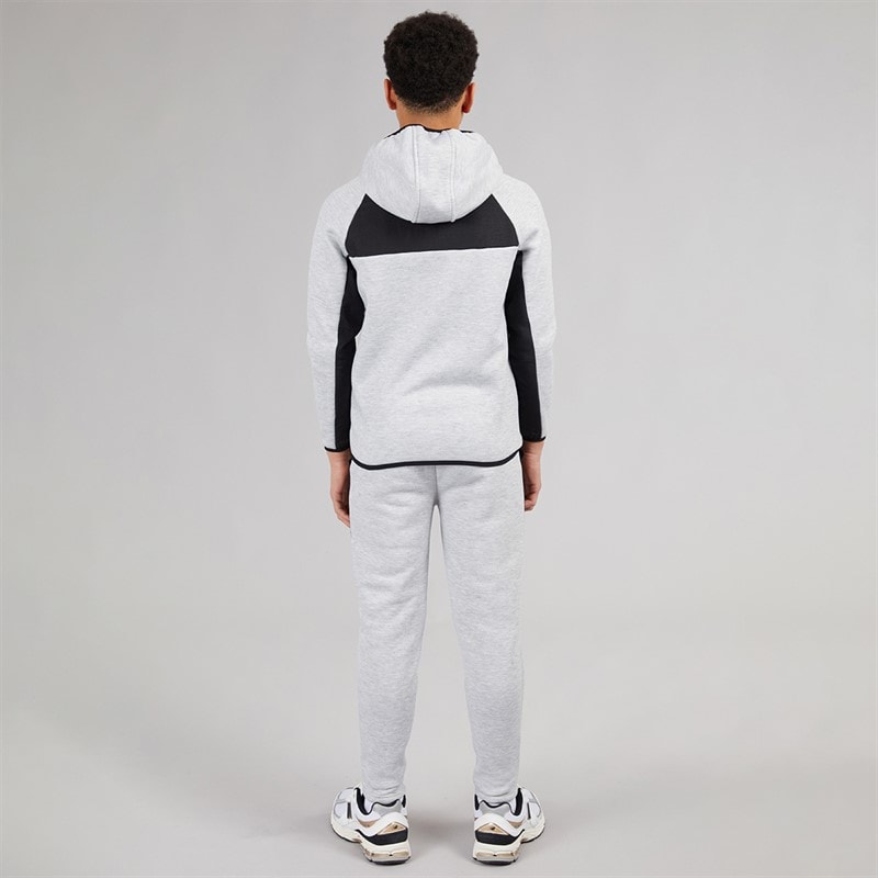 Brave Soul Boys Panel Tracksuit Light Grey Marl/Black - Image 2