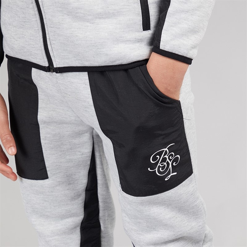 Brave Soul Boys Panel Tracksuit Light Grey Marl/Black - Image 5