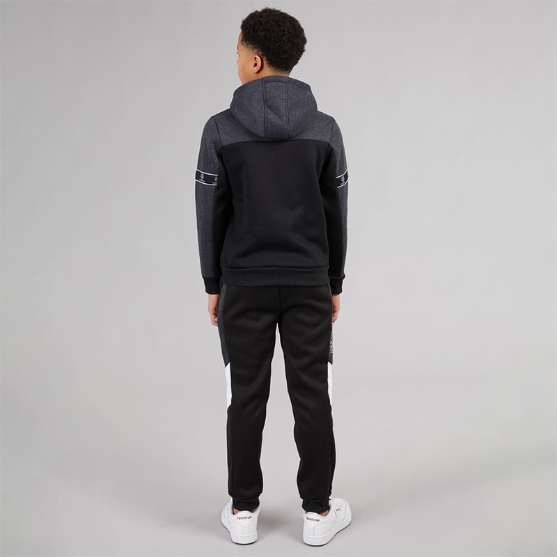 Brave Soul Boys Colour Block Tracksuit Dark Charcoal Marl/Black - Image 2