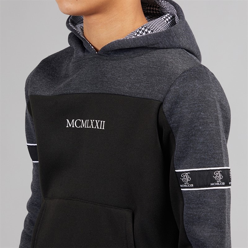Brave Soul Boys Colour Block Tracksuit Dark Charcoal Marl/Black - Image 3