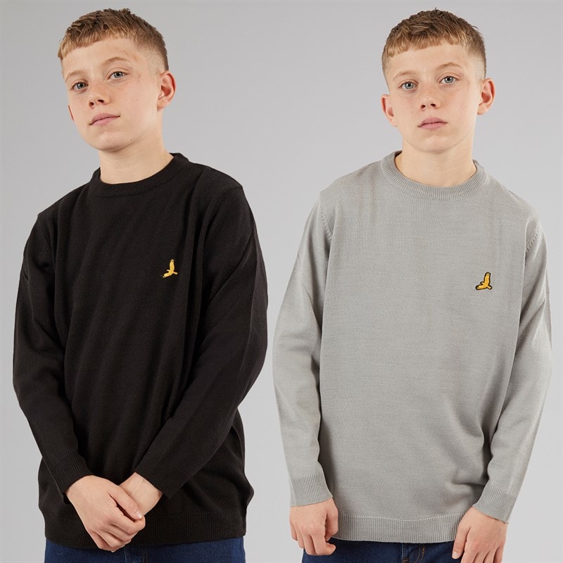 Brave Soul Boys Two Pack Jumpers Black/Silver Grey Marl - Image 1