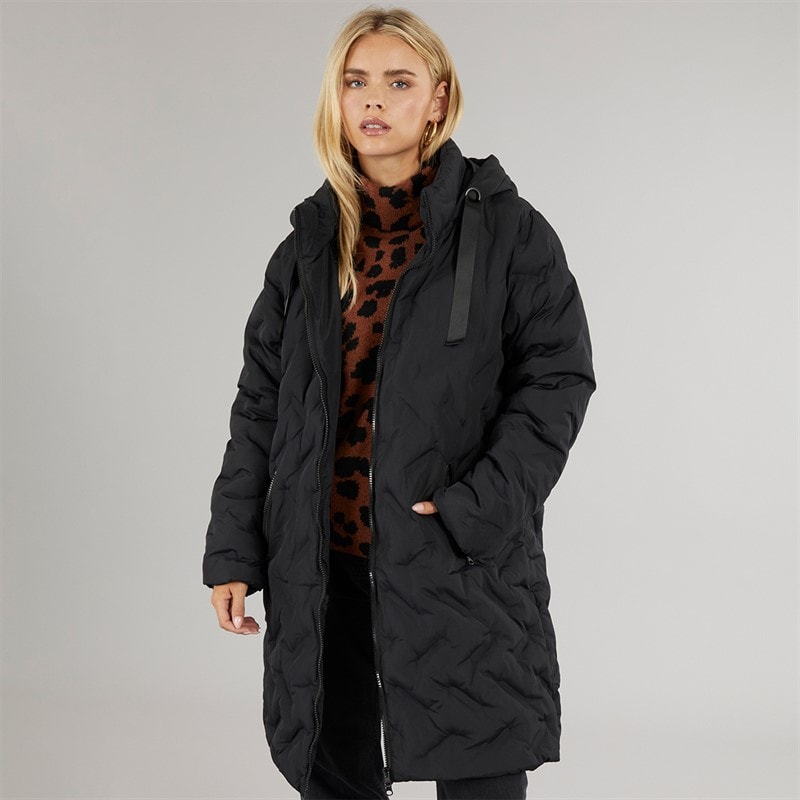 Brave Soul Womens Lilla Long Puffer Coat Black - Image 1