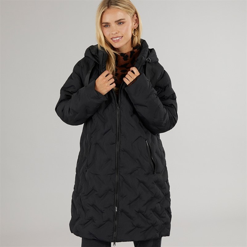 Brave Soul Womens Lilla Long Puffer Coat Black - Image 3