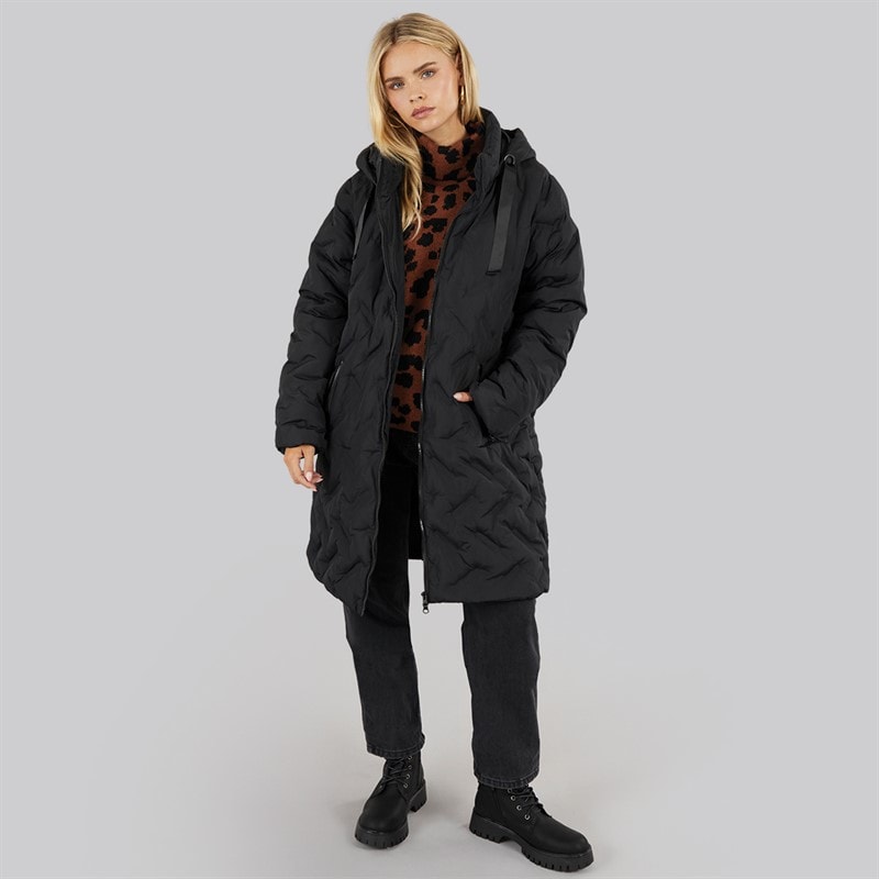 Brave Soul Womens Lilla Long Puffer Coat Black - Image 4