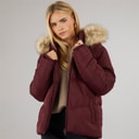 Brave Soul Womens Marcella Short Puffer Jacket Burgundy