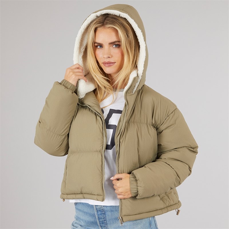 Brave Soul Womens Anise Short Puffer Sage - Image 3