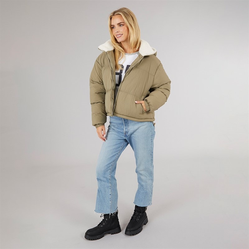 Brave Soul Womens Anise Short Puffer Sage - Image 4