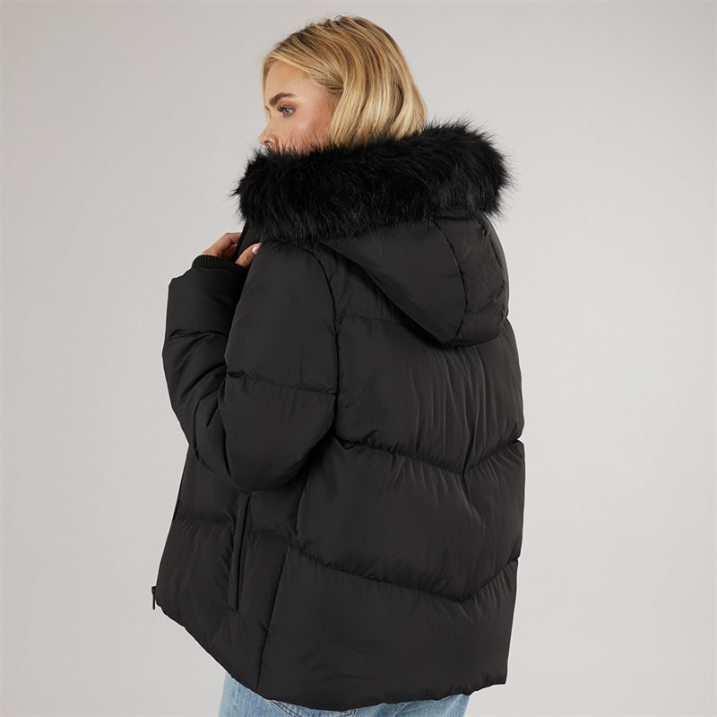 Brave Soul Womens Marcella Short Puffer Jacket Black - Image 2