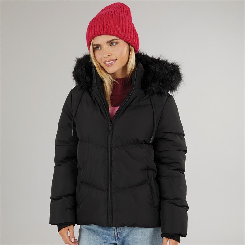 Brave Soul Womens Marcella Short Puffer Jacket Black - Image 3