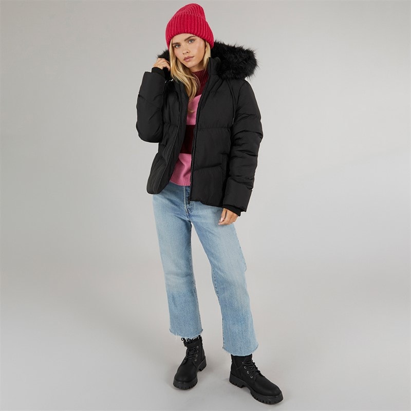 Brave Soul Womens Marcella Short Puffer Jacket Black - Image 5