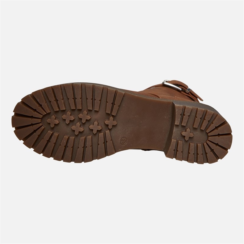 Brave Soul Womens Raye Lace Up Buckle Boots Brown - Image 3
