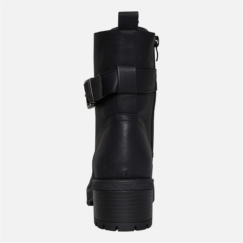 Brave Soul Womens Raye Lace Up Buckle Boots Black - Image 4