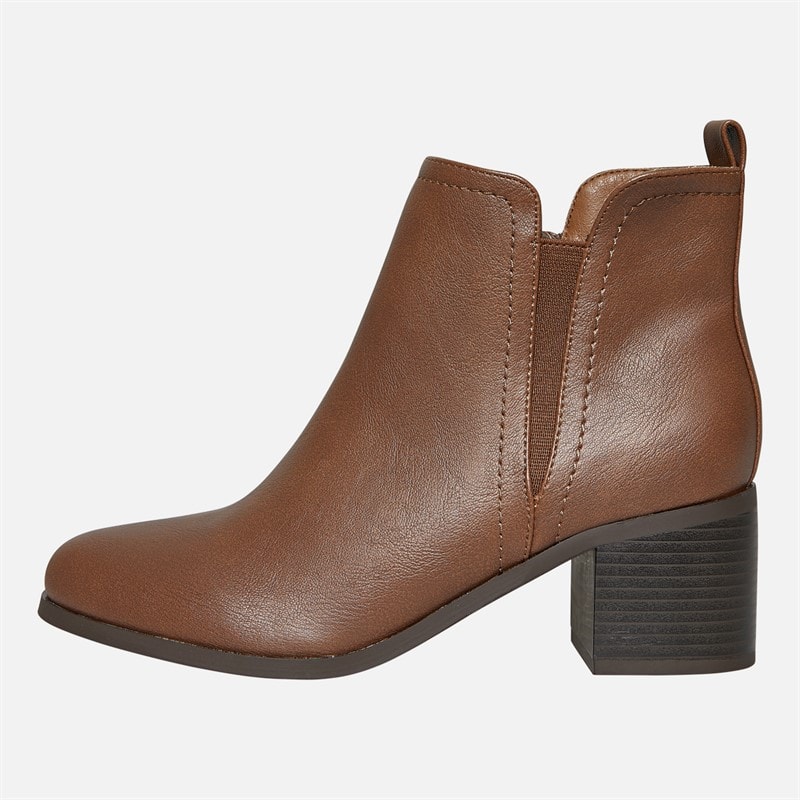 Brave Soul Womens Brae Soul Gail 2 Chunky Heel Ankle Boots Brown - Image 2