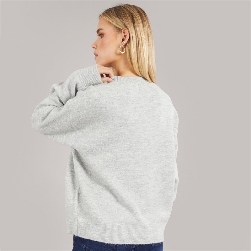 Brave Soul Womens Petala Crew Neck Jumper Light Grey Melange - Image 2