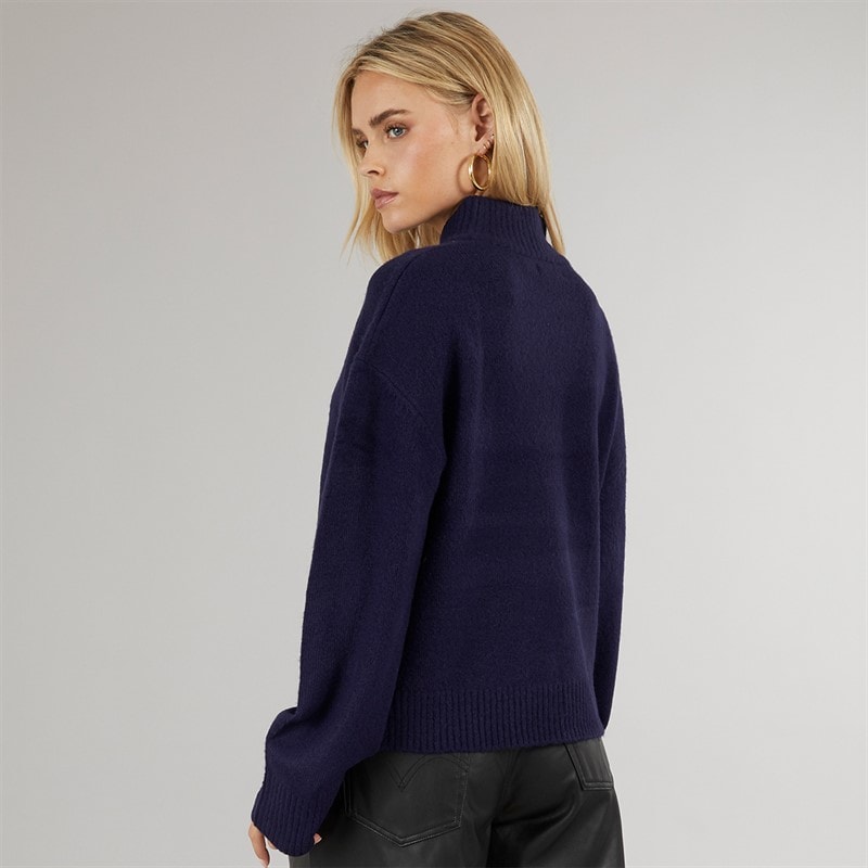 Brave Soul Womens Mossom Turtle Neck Jumper Navy Melange - Image 2
