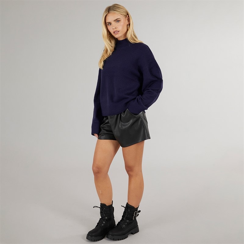 Brave Soul Womens Mossom Turtle Neck Jumper Navy Melange - Image 3