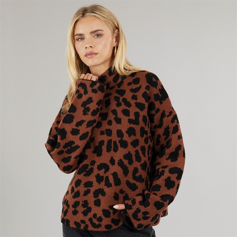 Brave Soul Womens Anders Animal Tunic Brown/Black - Image 1