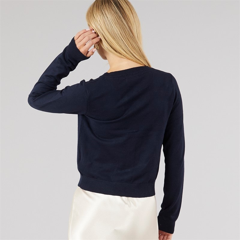 Brave Soul Womens Smarter Crew Neck Cardigan Navy - Image 2