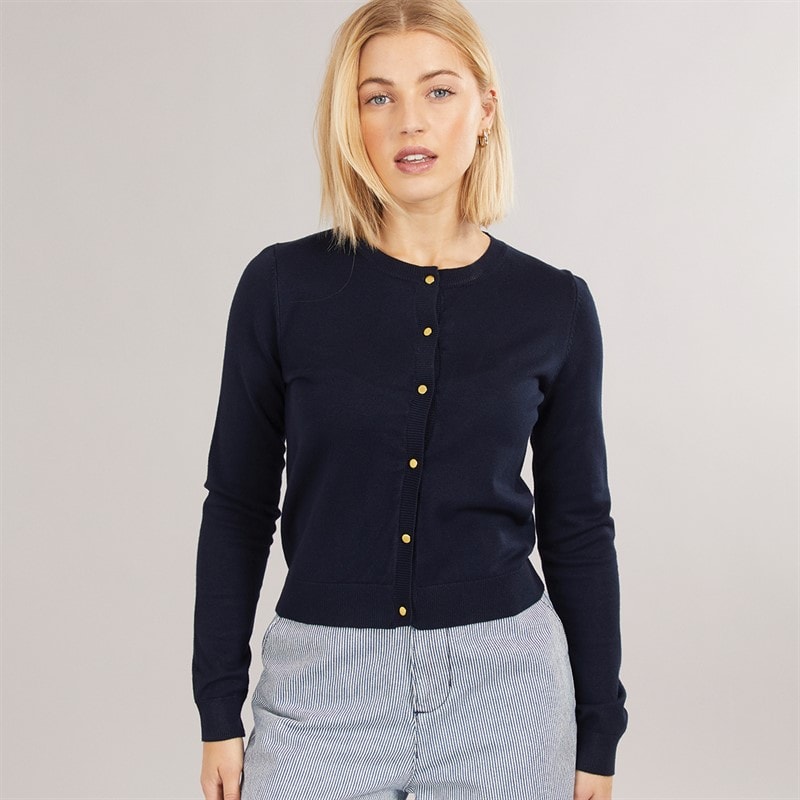 Brave Soul Womens Smarter Crew Neck Cardigan Navy - Image 3