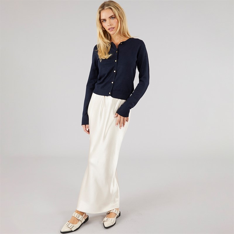 Brave Soul Womens Smarter Crew Neck Cardigan Navy - Image 4