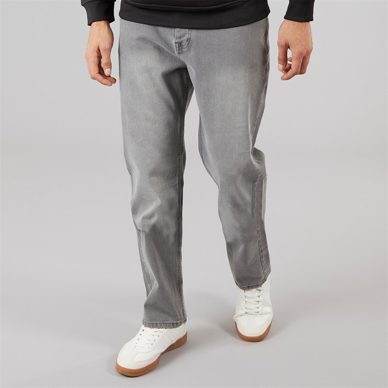 Brave Soul Mens Straight Fit Denim Jeans Greywash