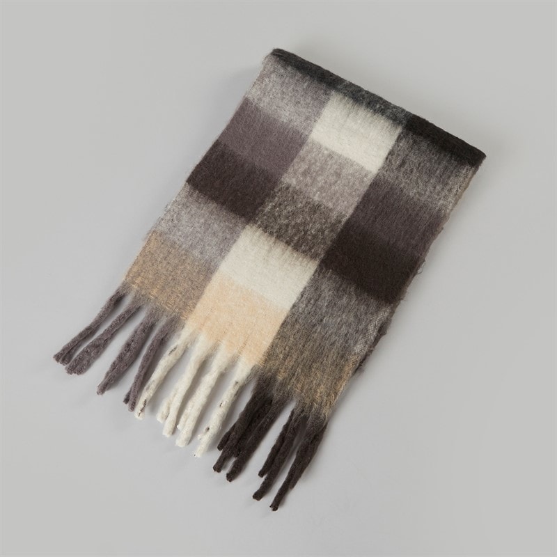 Brave Soul Mens Blanket Scarf Brown Check - Image 1