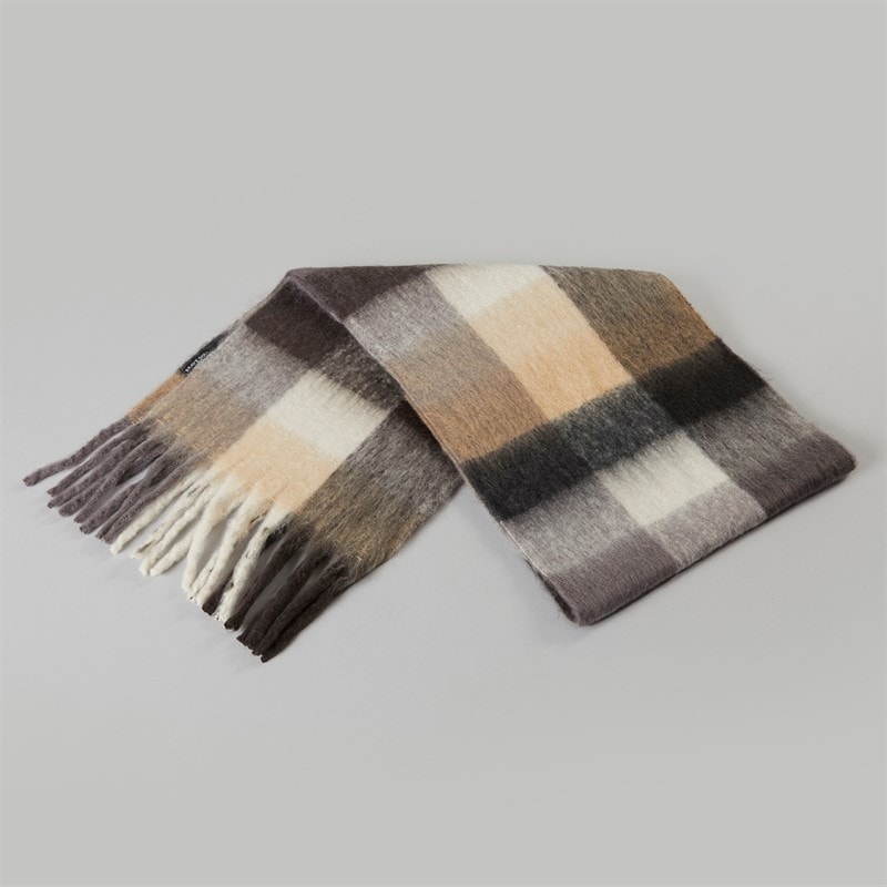 Brave Soul Mens Blanket Scarf Brown Check - Image 2